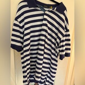 Striped Navy and White Polo Shirt